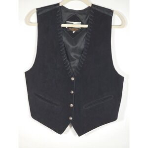 Mona Mode Womens Large Black Suede Vest Vintage 90s Leather Sleeveless Outerwear